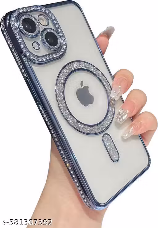 KNJ | iPhone 15 Plus Luxury Glitter Magnetic MagSafe Case | Shockproof Clear Back Cover