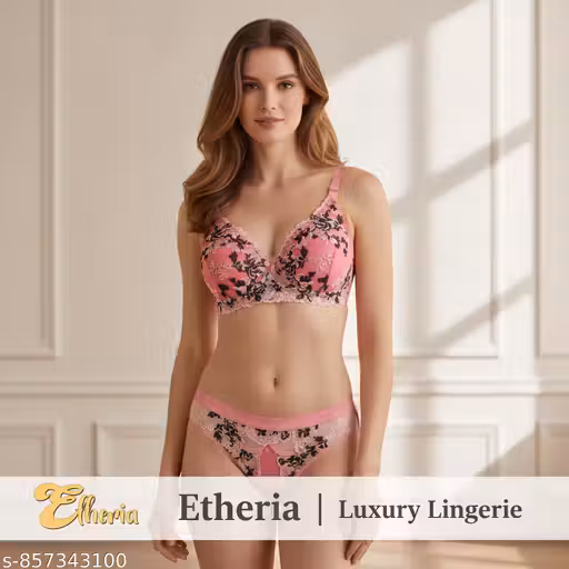 Premium Floral Lace Bra and Panty Set – Bridal High-Quality Fabric