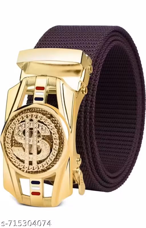 SPR FASHION HUB Men’s Brown Nylon Auto Lock Golden Buckle Belt (Waist Size 28 to 34)