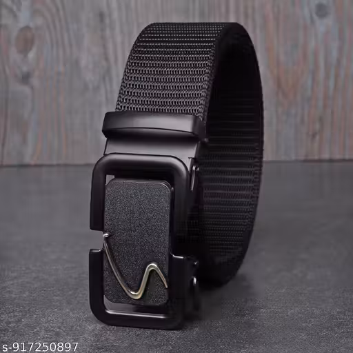 SPR FASHION HUB Men's Black Nylon Auto Lock Buckle Belt (Size 28 to 36)
