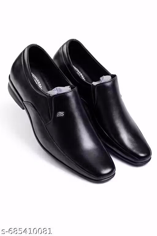 Men’s Black Formal Slip-On Shoes | Premium Leather Finish | Office & Party Wear