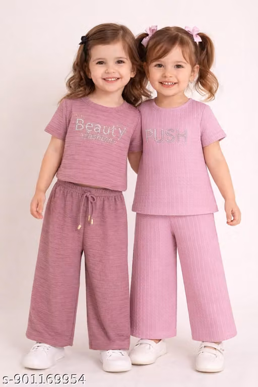 Stylish girls cotton co-ord set made from soft, breathable fabric for all-day comfort.