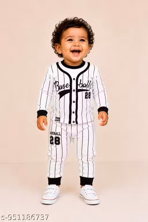 Trendy Baby Boys Baseball Co-Ord Clothing Set | Premium Baby Boys Pinstripe Baseball Outfit Set