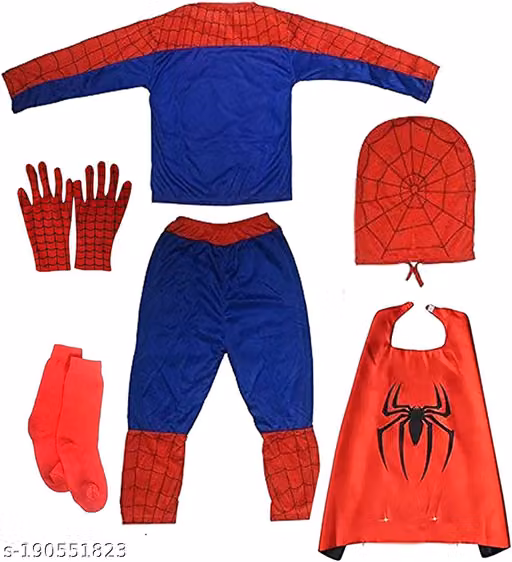 KF COLLECTIONS Spiderman Dress With Cape