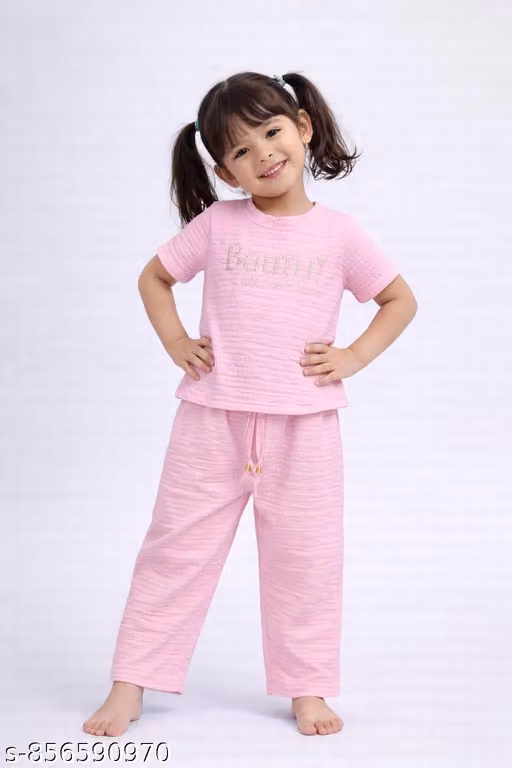 Girls Stylish Co-Ord Set (Top & Pant) – Soft Cotton Casual Wear |Cute Girls Two Piece Outfit – Comfortable Summer Co-Ord Set|Kids Fashion Co-Ord Set for Girls – Premium Look Daily Wear
