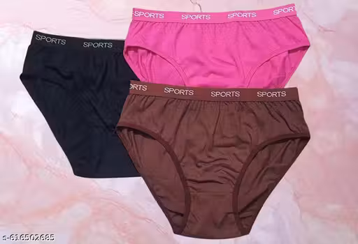 Women's Cotton Bikini Panties Pack of 3 | Soft Stretchable Sports Waistband Daily Wear Innerwear (Black, Pink & Brown)