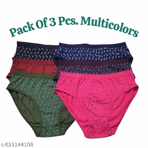 Women's Cotton Printed Bikini Panties Pack of 3 | Soft Breathable Daily Wear Innerwear (Multicolor)