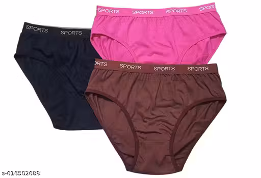 Women's Cotton Bikini Panties Pack of 3 | Soft Stretchable Everyday Innerwear (Black, Pink & Brown)