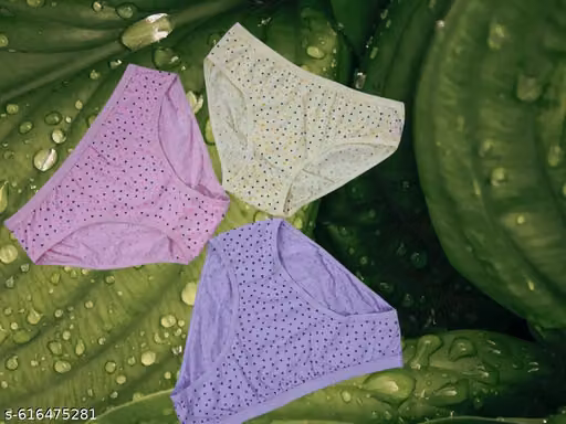 Women's Cotton Printed Bikini Panties Pack of 3 | Soft Breathable Daily Wear Innerwear (Lavender & Cream)