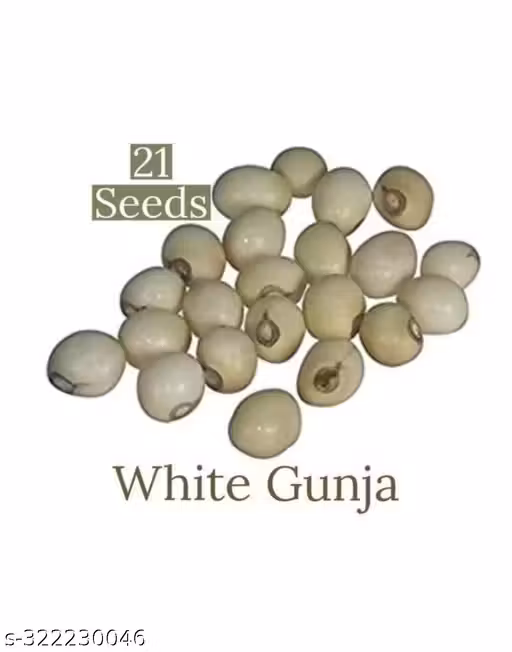 White Gujna Ratti (21 Dane) Chirmati Safed Chirmi Beads White Chirmati Swetha Rakt Gunja Gurivanta Rosary Pea Seeds Chanoti Latumoni Jequirit Jaapmala making Beads For Meditation & Pooja Astrology Organic Jewellery (Off-White)