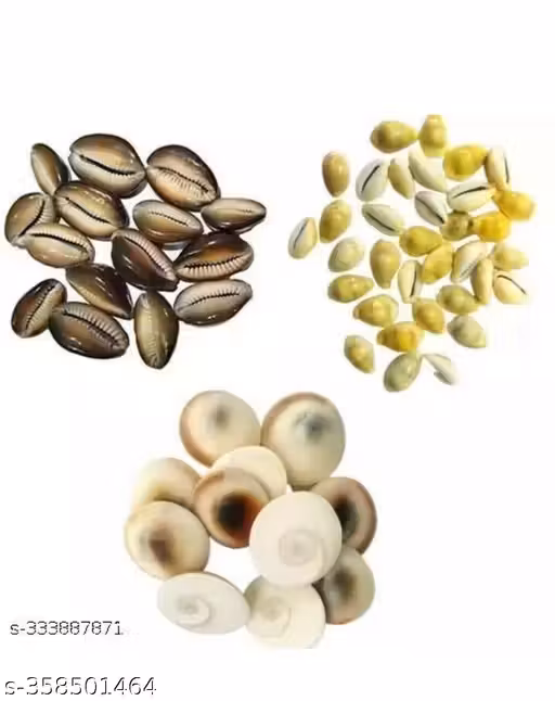 kodi Combo of Black Kaudi/Yellow Kaudi/Gomti Chakra and Yellow Kaudi Shells/Kauri/Cowrie 11pcs each