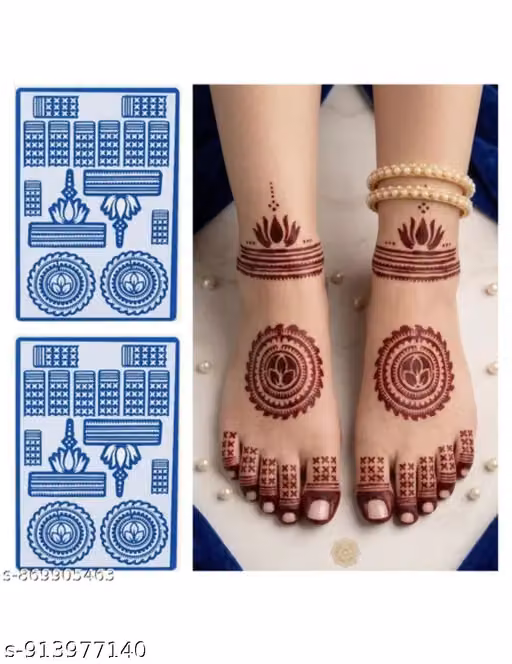 Uttar Stickers Mehendi Design Sticker Stencils for girls and women. SET OF 1 SHEET MEHNDI STENCIL