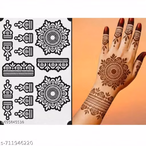 Uttar Stickers Mehendi Design Sticker Stencils for girls and women