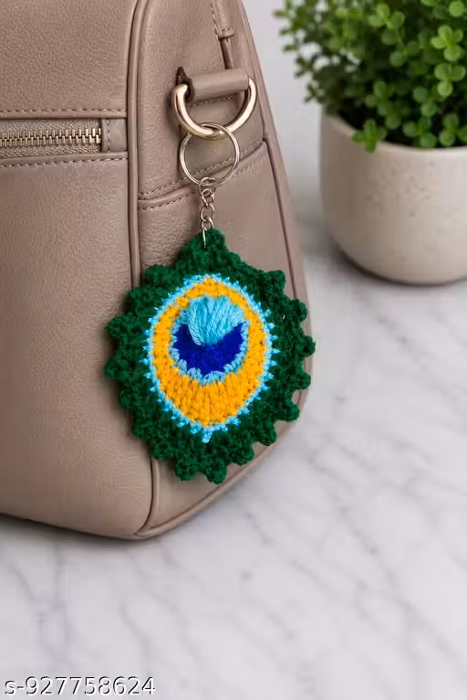 Handmade Crochet Peacock Keychain