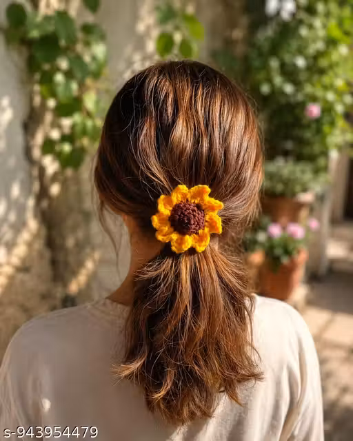 Sunflower Crochet Hair Tie Scrunchie