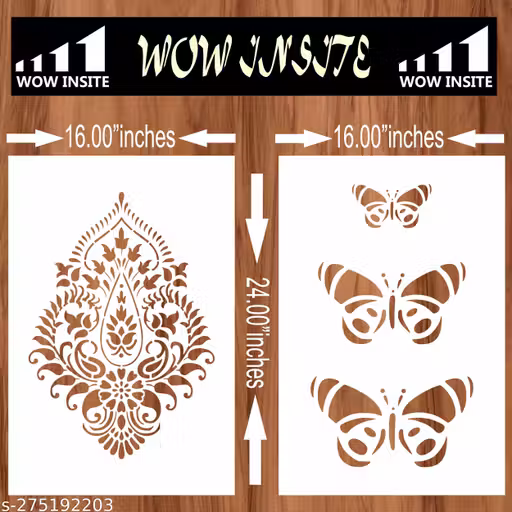 Wow Insite Wall Stencil Combo (Size:- 16X24 Inch) Theme - Pattern Premium Quality DIY Reusable Design Ideal For Drawing Room, Living Room, Entrance & Office Decoration Home Decor Wall Arts Stencil