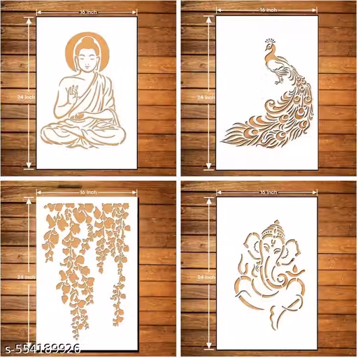 WOW INSITE Wall Stencils (Size:- 16x 24 Inch Theme- Desing DIY Design Suitable For Kids Room, Home Entrance, Office & Pooja Room Decoration Modern Arts Wall