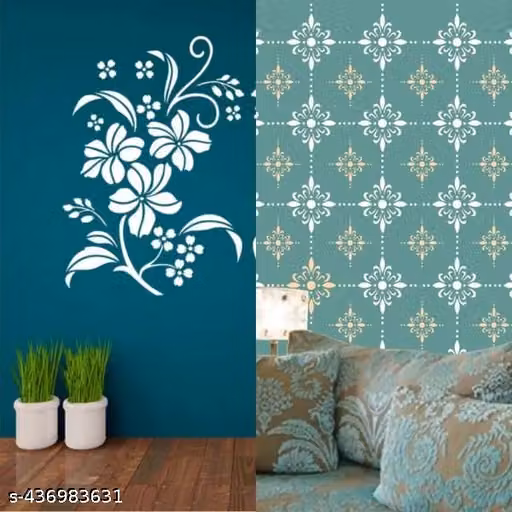 WOW INSITE Wall Stencils (Size:- 16x 24 Inch Theme- Desing DIY Reusable Design Suitable For Kids Room, Home Entrance, Office & Pooja Room Decoration Modern Arts Wall