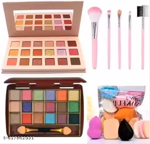 ASREET Best Face Makeup Combo | Nude Eyeshadow Palette + 5 Makeup Brushes + 6-in-1 Makeup Puff + Mini Eyeshadow | Complete Beauty Kit