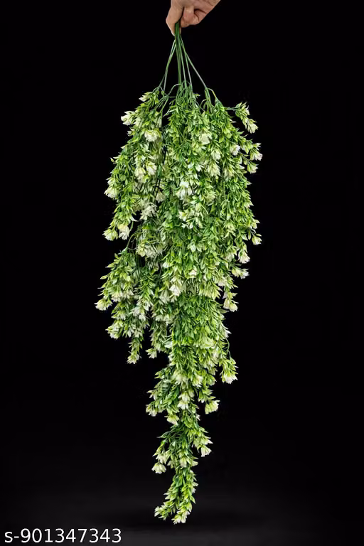 Artificial Hanging Green Plant with White Leaves – Decorative Hanging Vine for Home, Balcony & Wall Decor