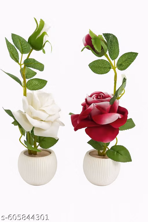 Artificial Pink Peony Flowers in White Ceramic Pot | Faux Flower Arrangement for Home, Office, Table & Gift Decoration