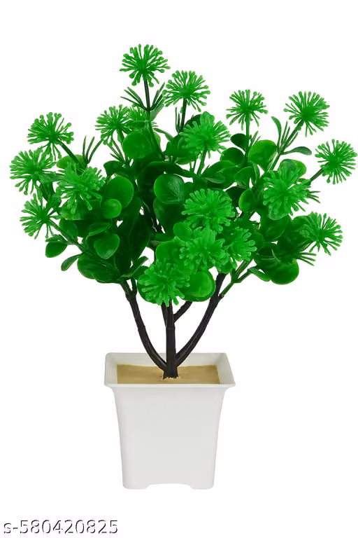 Artificial Green Decorative Plant with Pot – Lush Faux Foliage for Home & Office Décor