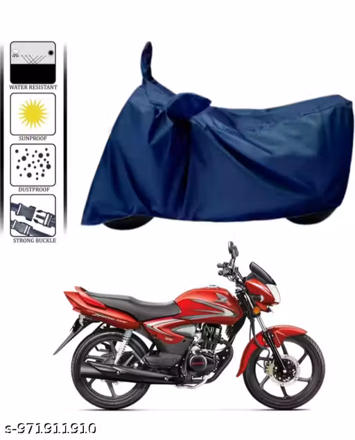 Premium Waterproof Honda Shine Bike Cover Blue Piping | Dust, Rain & UV Protection | Full Body Motorcycle Cover for Shine 125 & Shine SP