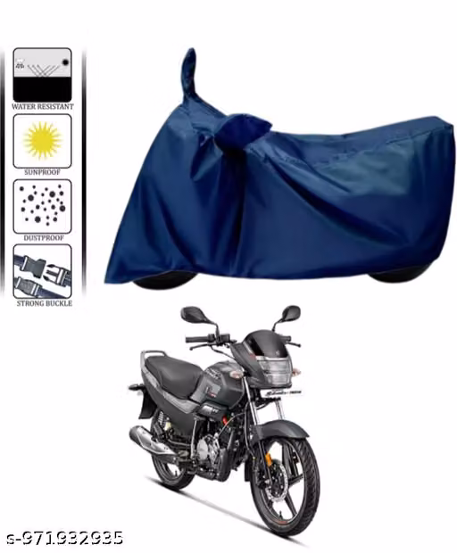 Premium Waterproof Hero Super Splendor Bike Cover Blue Piping | Dust, Rain & UV Protection | Full Body Motorcycle Cover (Blue)