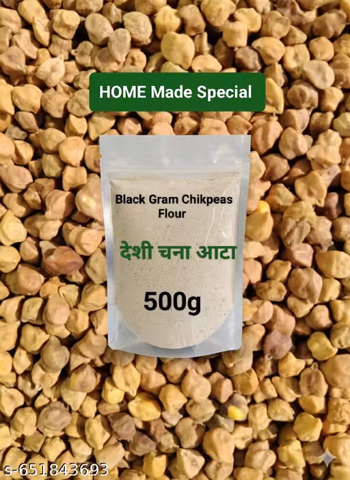 Deshi Black Chana Aatta | Gram Flour | Chickpeas Flour (500 Gram) |Gluten FREE/Sugar Control/High Protein/Digestion Improve and Energy Booster Flour |(500g in Pack)