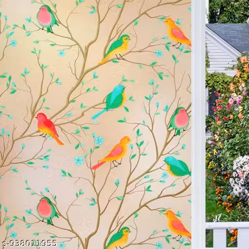 Bird Printed GlassFilm Window Film Window Sticker Glass stickerFor Privacy, Sun Control, Decor for Home, Office & Bathroom SIZE 12X60INCH AREA COVER 5SQFT