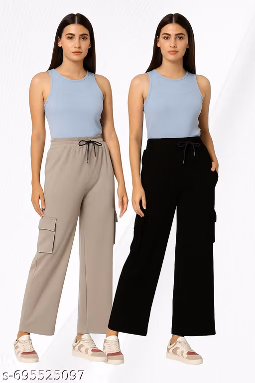 Trendy summer clothes women cargo pants combo black and camel