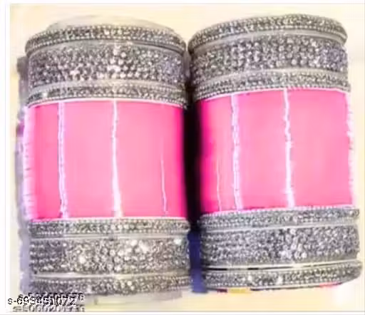 KRISH Plastic Cubic Work Bridal Look Chooda Set For Women And Girls (Pack Of Both Hand Chooda Set)