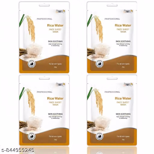 OMAAYAA Pure Comfort Rice Water Face Sheet Mask – Pack of 4 (4 × 25g) – Deep Skin Soothing – Hydrating & Moisturizing Formula – Rice Water Infused – Suitable for All Skin Types