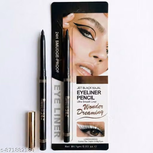 OMAAYAA Black Kajal 1Pc 24H Stay Eyeliner Pencil Ultra Smooth Wonder Dreaming Long-Lasting, Waterproof & Smudgeproof