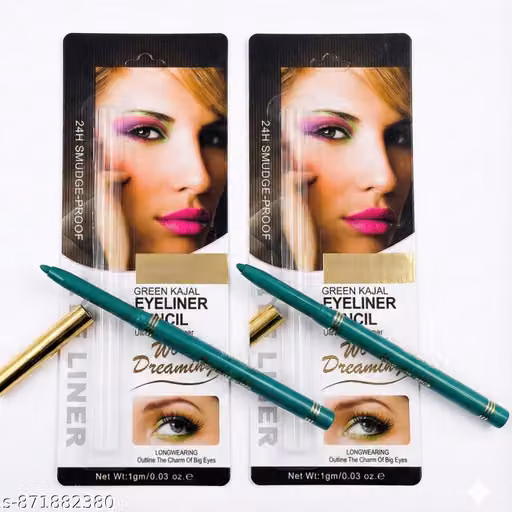 OMAAYAA Green Kajal 2Pc 24H Stay Eyeliner Pencil Ultra Smooth Wonder Dreaming Long-Lasting, Waterproof & Smudgeproof