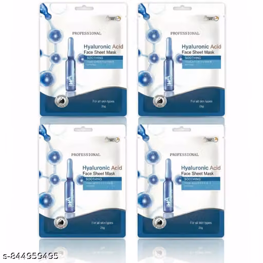 OMAAYAA Ultra Moist Hyaluronic Acid Face Sheet Mask – Pack of 4 (4 × 25g) – Soothing HA Infusion – Hydrating & Wrinkle-Smoothing Care – Professional Formula – For All Skin Types