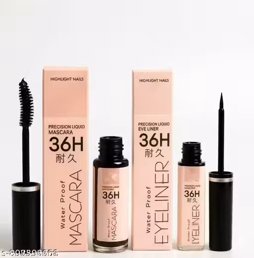 Omaayaa Lash & Line Combo – Volume Mascara with Jet Black Liquid Eyeliner – Long-Lasting Wear (Pack of 2)