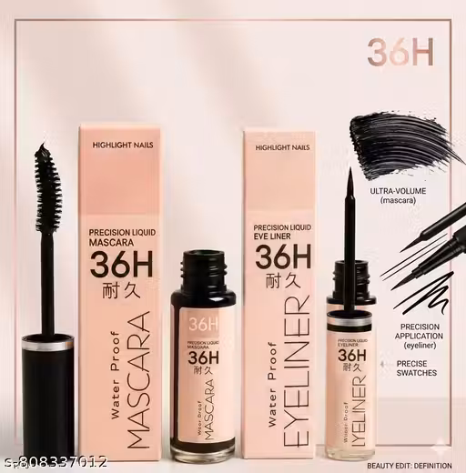 Omaayaa Waterproof Mascara & Eyeliner Set – Smudge-Free Formula for Defined Lashes & Bold Eye Lines (Pack of 2)