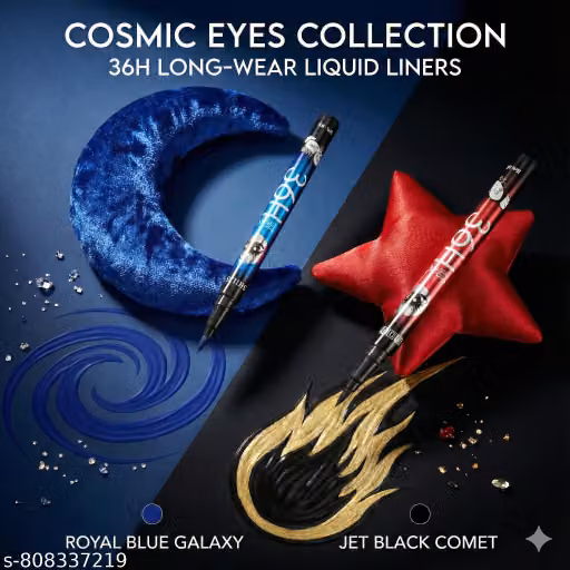 OMAAYAA Precision Liquid Eyeliner Combo | Waterproof & Sweat-Resistant | Rich Black + 100% Blue | Salon Finish | Pack of 2