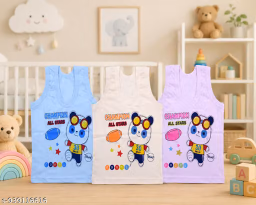 Baby Girls & Boys Cotton Sleeveless Vest Printed Innerwear Pack