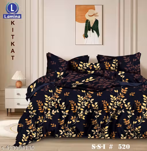 ashutosh Enterprises makes this attractive double fitted bedsheet which comes with 2 large pillowe covers. It stays fit up to 8 inches mattress.