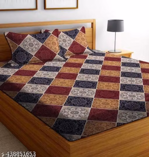 Cotton Printed King Size Double Bed Elastic Fitted Bedsheet with 2 Pillow Cover & Sinlge Bedsheet with 1 pillow cover
