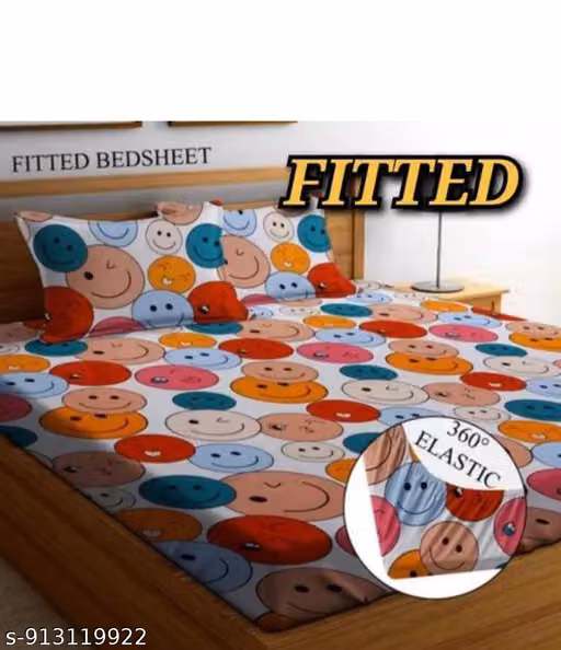 bedsheet/Elastic fitted bedsheet/Fitted bedsheet 320 Tc premium quality cotton bedsheet with 2 pillow cover