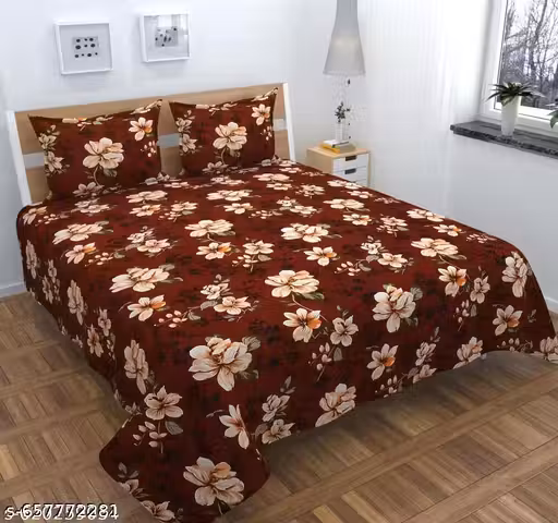 attractivbe flat double bed flat bed bedshett with 2 pillow civers
