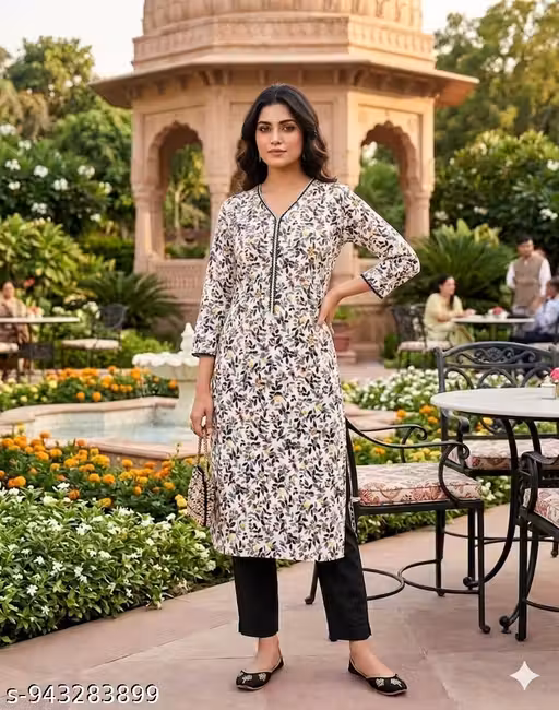 Stylish women kurti with bottom wear set for daily wear