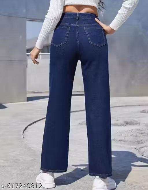 stylish & trending Straight-Fit dark gray flared jeans for women
