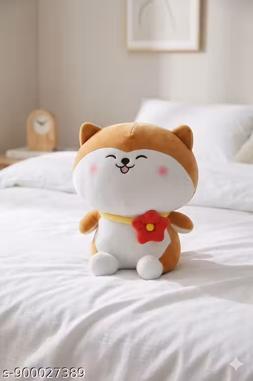 Premium 25cm Shiba Inu Plush Toy – Super Soft Cuddly Dog with Flower Charm