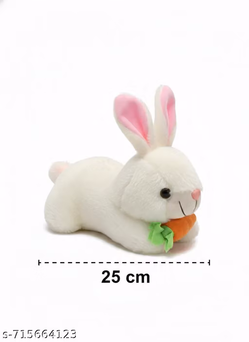 SEVEN HEAVEN give you-25cm White Bunny Stuffed Animal - Soft Plush Rabbit Toy with Carrot Accessory