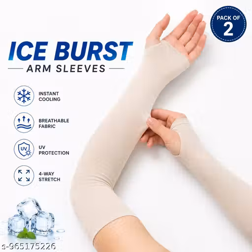 Unisex UV Protection Cooling Arm Sleeves Pack of 1 | Ice Silk Breathable Stretchable Arm Covers | Anti Tan Sun Protection