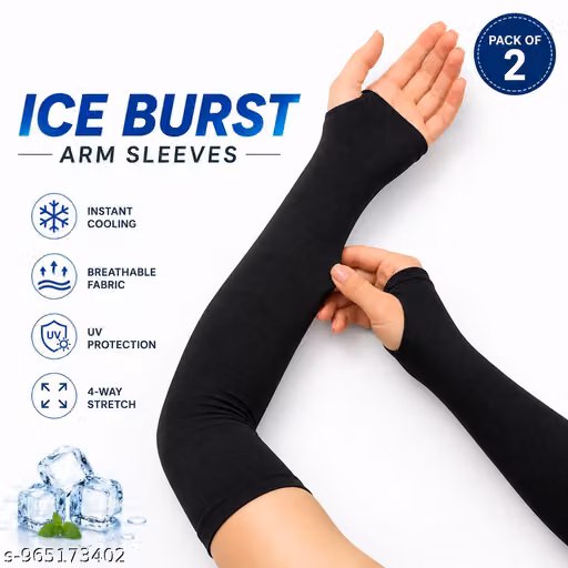 Premium Ice Burst Arm Sleeves for Men & Women | UV Protection | Quick Dry Cooling Fabric | Pack of 2
